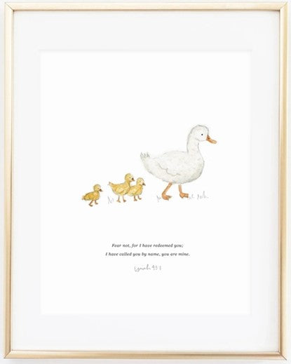 Isaiah 43:1 Mama + Baby Ducks Scripture Framed Art Print, 2 Frame Colors, Artist Emily Lex