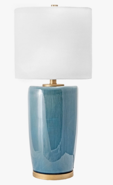 24"H Dark Blue Table Lamp, Two Lamp Shade Options  *LOCAL PICK UP ONLY*