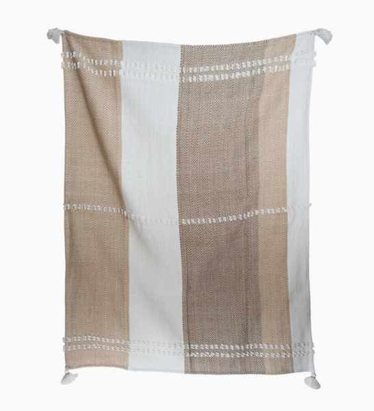 Hand Woven Brown and Cream Throw Blanket