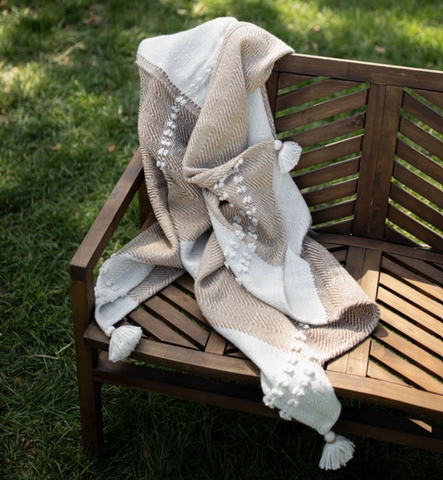 Hand Woven Brown and Cream Throw Blanket