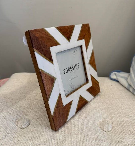 Wood, White & Gold Frame, 4x4 Photo