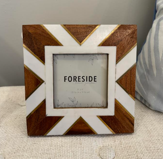 Wood, White & Gold Frame, 4x4 Photo