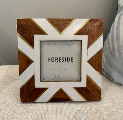 Wood, White & Gold Frame, 4x4 Photo