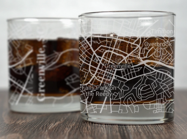 Greenville, SC Engraved Whiskey Glass