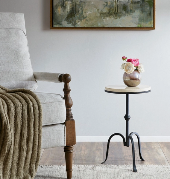 Cream Marble Accent Table  *LOCAL PICK UP ONLY*