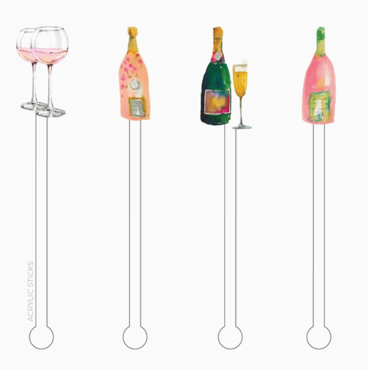 Bubbles Acrylic Stir Sticks, SET OF 4