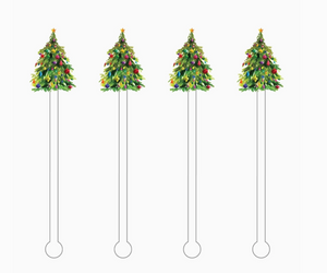 Christmas Tree Acrylic Stir Sticks, SET OF 4