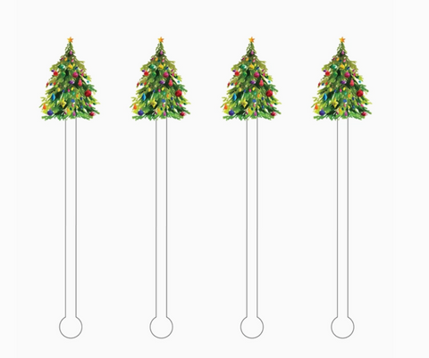 Christmas Tree Acrylic Stir Sticks, SET OF 4