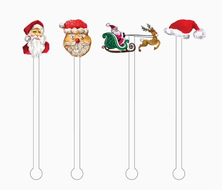 Santa Is Coming To Town Acrylic Stir Sticks, SET OF 4