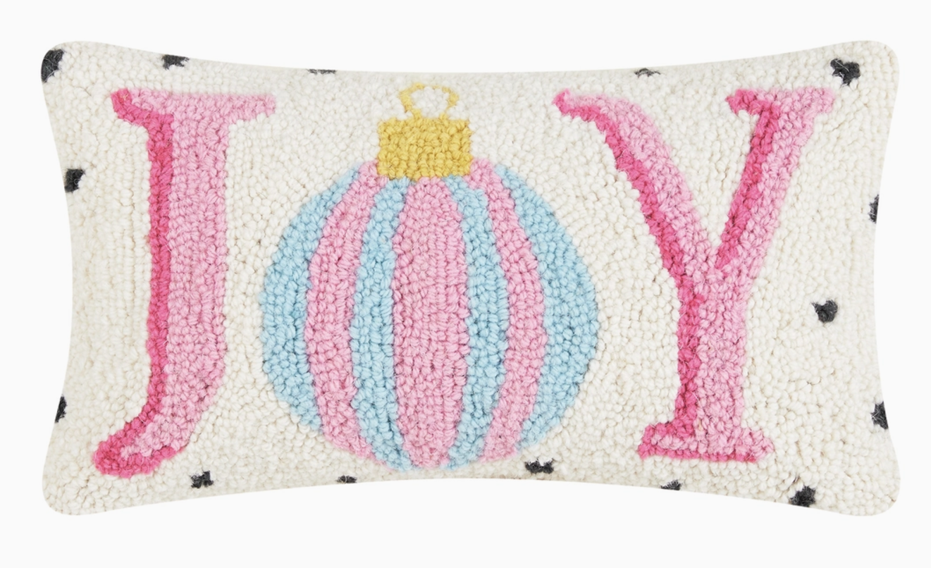 Spotted Holiday "Joy" Hook Pillow