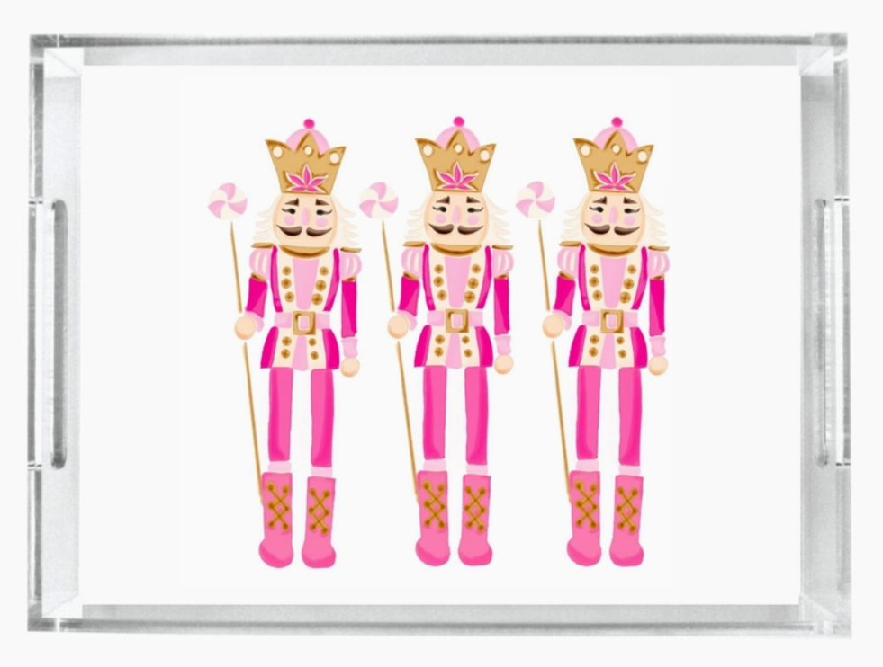 Acrylic Tray - Pink Nutcracker Trio, 2 Sizes Available