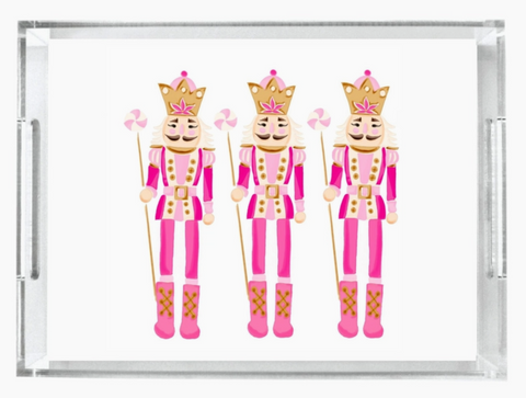 Acrylic Tray - Pink Nutcracker Trio, 2 Sizes Available