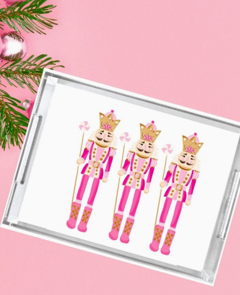 Acrylic Tray - Pink Nutcracker Trio, 2 Sizes Available