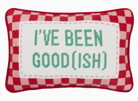 Been Good(Ish) Embroidered Needlepoint Pillow