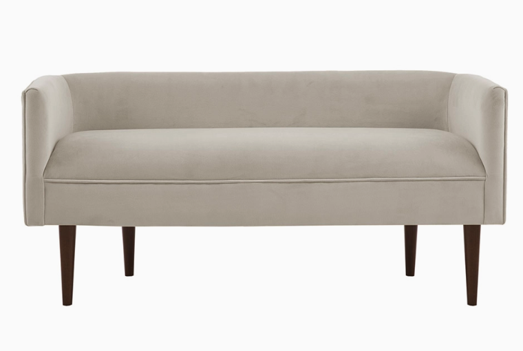 49" Cream Velvet Low Back Accent Bench  *LOCAL PICK UP ONLY*