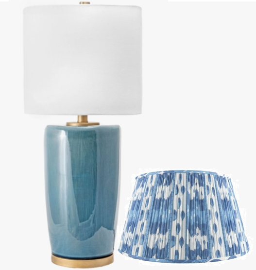 24"H Dark Blue Table Lamp, Two Lamp Shade Options  *LOCAL PICK UP ONLY*