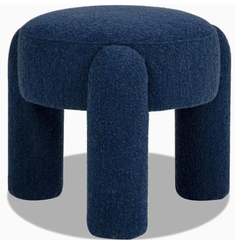 20.5" Round Navy Upholstered Ottoman  *LOCAL PICK UP ONLY*