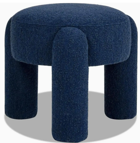 20.5" Round Navy Upholstered Ottoman  *LOCAL PICK UP ONLY*