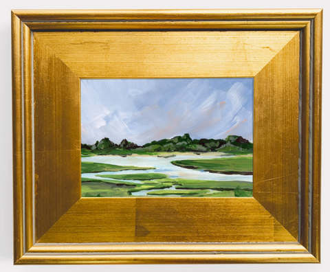 "Tidal Marsh", Original Painting by Hillary Holmes with Gold Frame