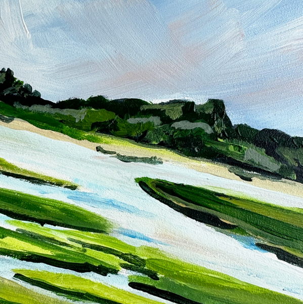 "Tidal Marsh", Original Painting by Hillary Holmes with Gold Frame