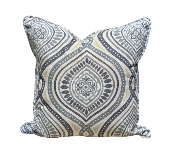 20" Blue Patterned Throw Pillow