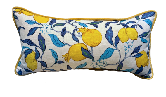 13" x 25" Lemon Yellow and Blue Lumbar