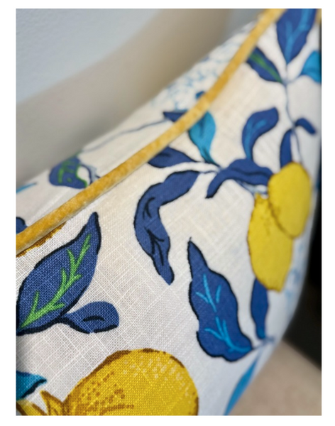 13" x 25" Lemon Yellow and Blue Lumbar