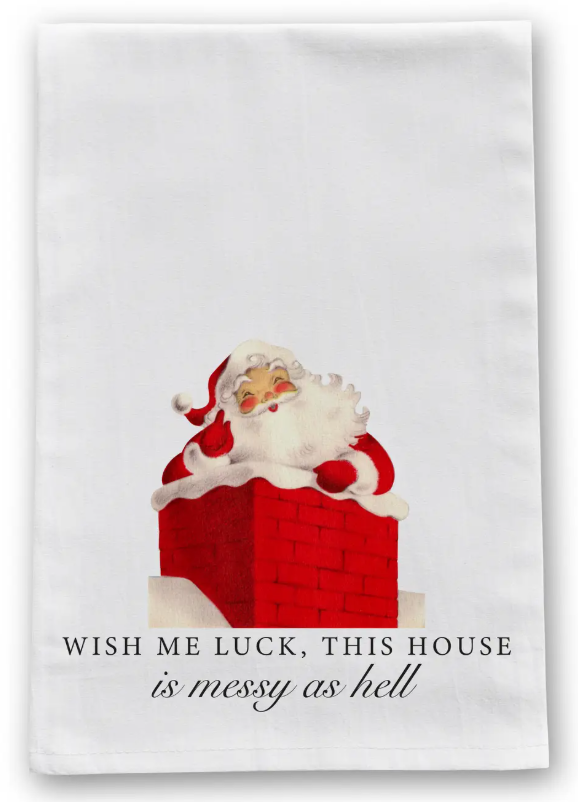 Wish Me Luck Retro Tea Towel