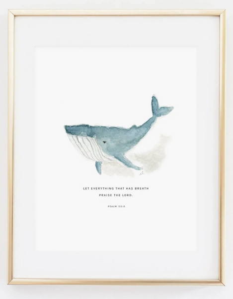 Psalm 150:6 Whale Scripture Framed Art Print, Artist Emily Lex