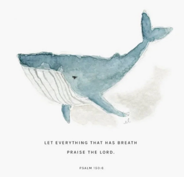 Psalm 150:6 Whale Scripture Framed Art Print, Artist Emily Lex