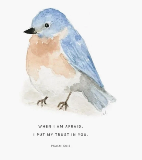 Psalm 56:3 Bluebird Scripture Framed Art Print, Artist Emily Lex