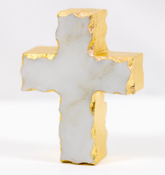 Marble Cross with Gold Edge