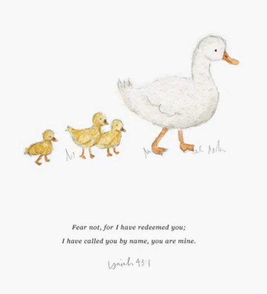 Isaiah 43:1 Mama + Baby Ducks Scripture Framed Art Print, 2 Frame Colors, Artist Emily Lex