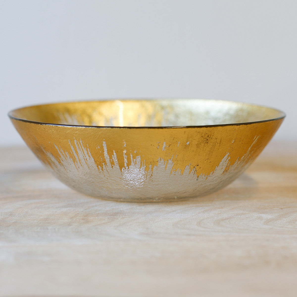 Gold Leaf and Glass Serving Bowl