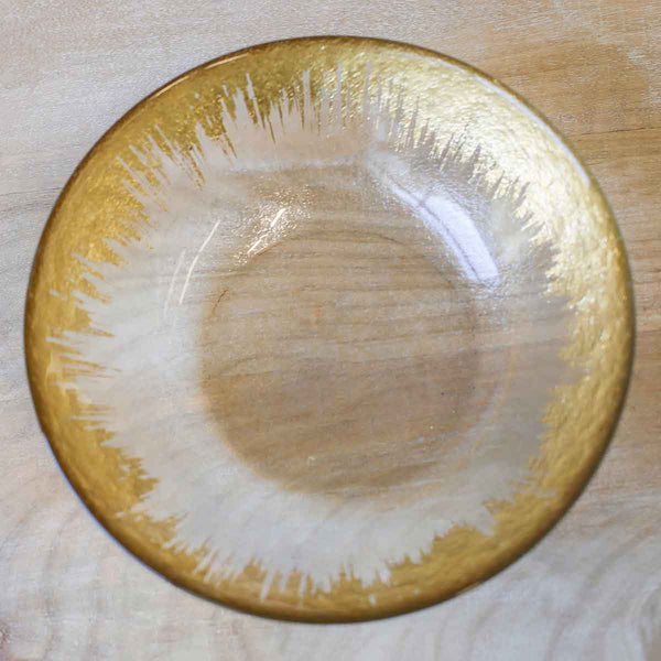 Gold Leaf and Glass Serving Bowl