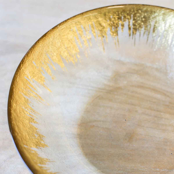 Gold Leaf and Glass Serving Bowl