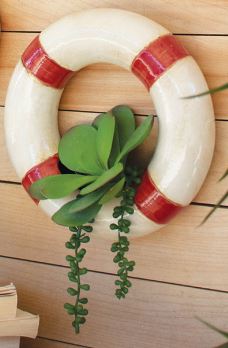 Ceramic Life Ring Wall Planter - Red