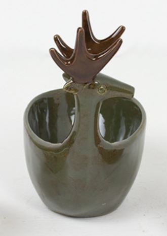 Green Ceramic Reindeer Bowl