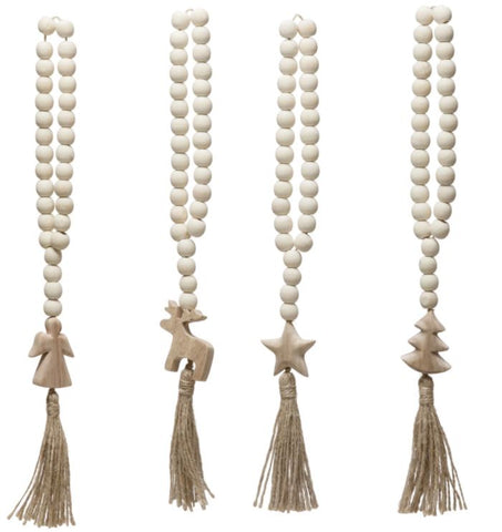 Beads with Seasonal Icon and Jute Tassel, 4 Styles