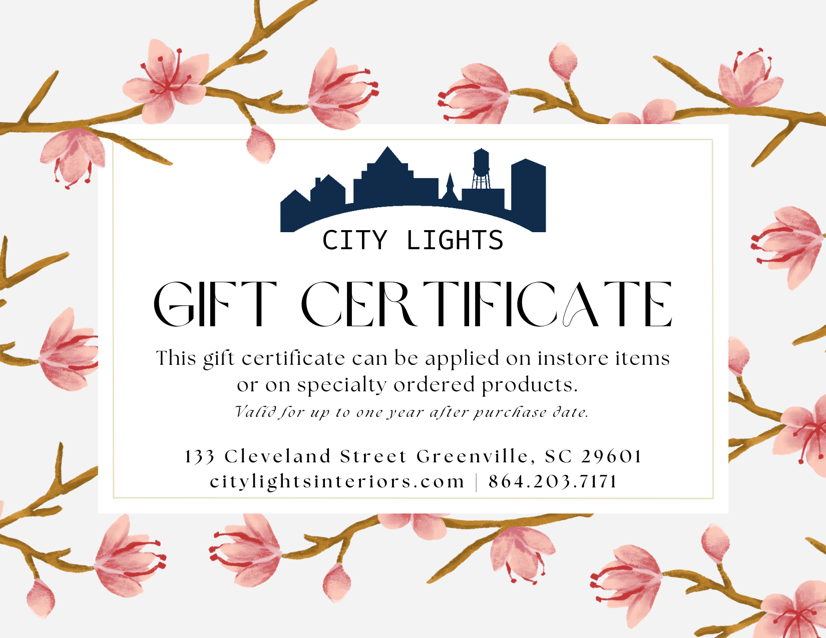 City Lights Interiors Gift Certificate