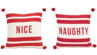 Nice/Naughty Double-Sided Pillow